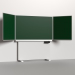 Klapp-Schiebetafel wandmontiert, Stellfuß, Mittelfläche 200x120 cm, Stahlemaille grün 